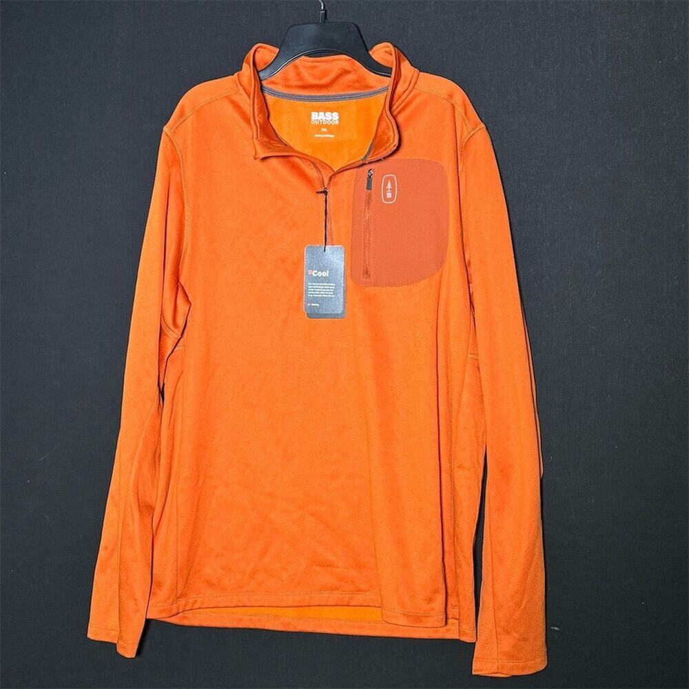 BASS OUTDOOR Men's 2XL Orange Half-Zip Stretch Lightweight Pullover Sweater
